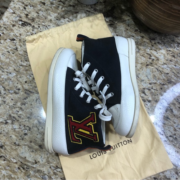 Louis Vuitton Paris Fastball Navy High Top Leather Sneakers EUR 30/US 13 Big Kid - Picture 5 of 13